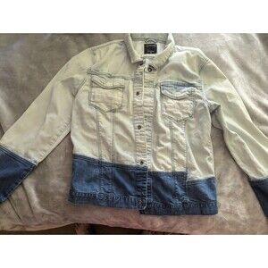 Calvin Klein Denim Jean Jacket Blue Colorblock  - Men's Size Medium Retro